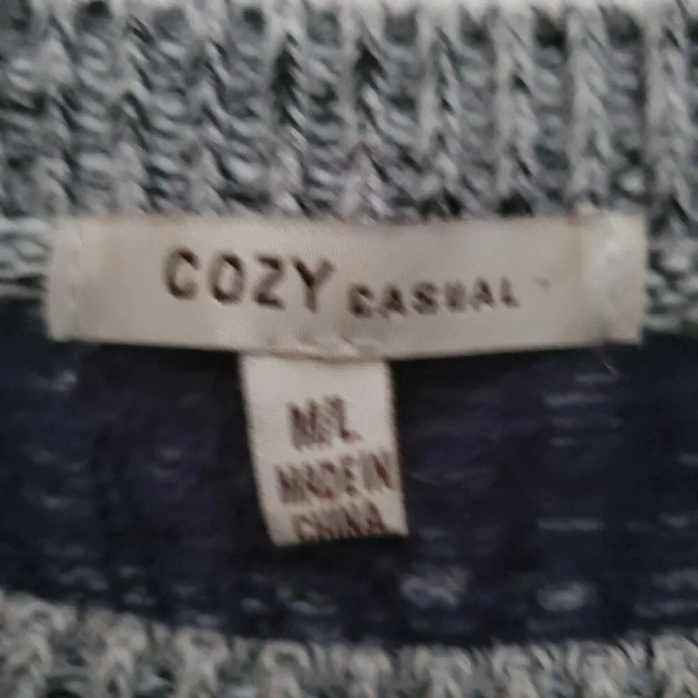 COZY Casual Women's Polka Dot 3/4 Sleeve Knit Gray Pullover Sweater Size M/L - Picture 7 of 10